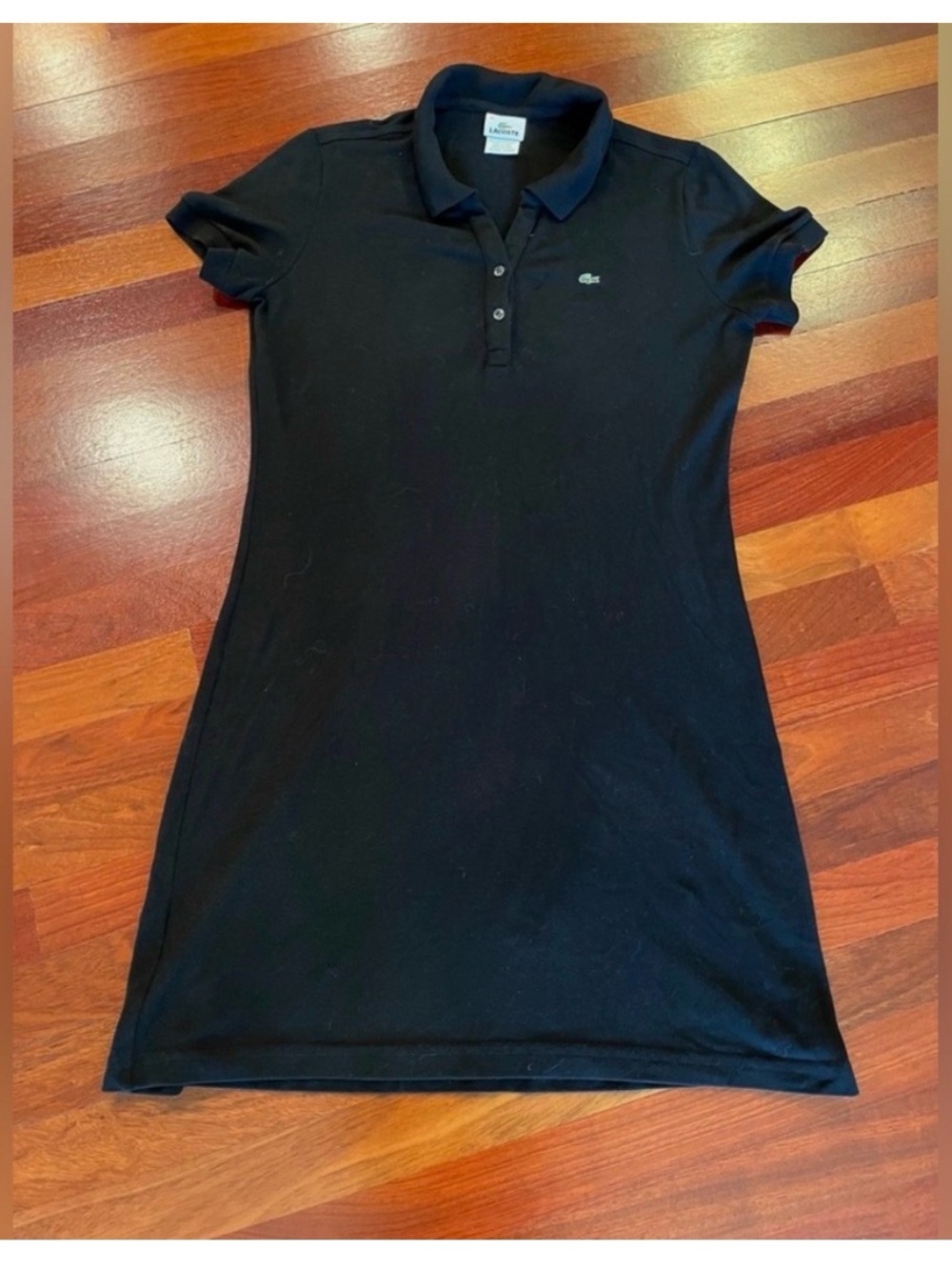 Lacoste Black Polo Shirt Dress with Classic Collar
